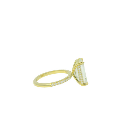 GIA 18k Yellow Gold Natural 5.71 Carat Emerald Cut Diamond Engagement Ring