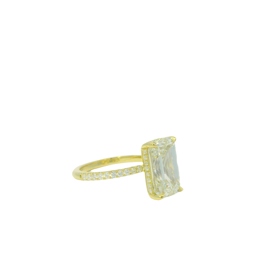 GIA 18k Yellow Gold Natural 5.71 Carat Emerald Cut Diamond Engagement Ring