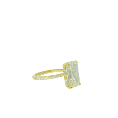 GIA 18k Yellow Gold Natural 5.71 Carat Emerald Cut Diamond Engagement Ring