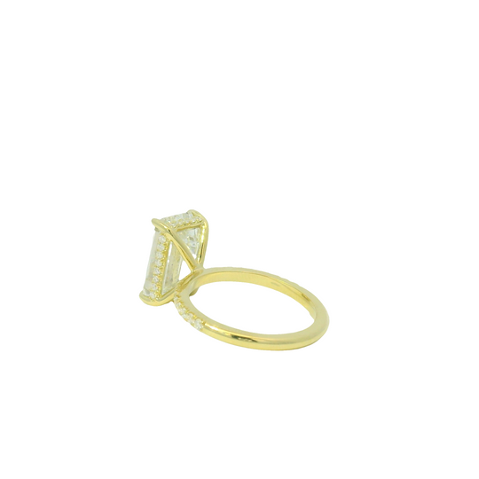 GIA 18k Yellow Gold Natural 5.71 Carat Emerald Cut Diamond Engagement Ring