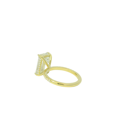 GIA 18k Yellow Gold Natural 5.71 Carat Emerald Cut Diamond Engagement Ring