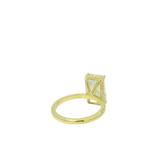 GIA 18k Yellow Gold Natural 5.71 Carat Emerald Cut Diamond Engagement Ring