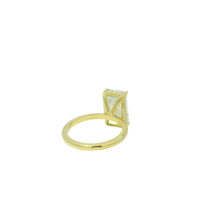 GIA 18k Yellow Gold Natural 5.71 Carat Emerald Cut Diamond Engagement Ring