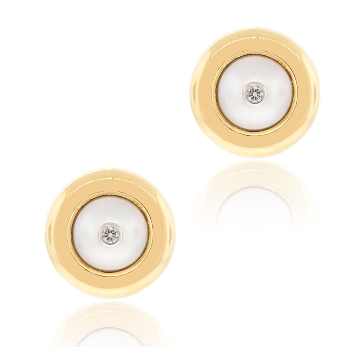 Tiffany & Co. 18k Yellow Gold 0.25ctw Diamond Pearl Earrings