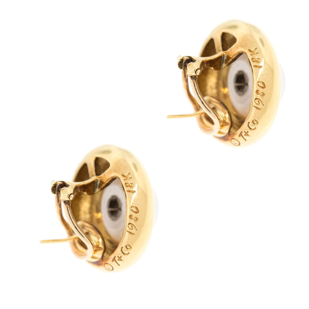 Tiffany & Co. 18k Yellow Gold 0.25ctw Diamond Pearl Earrings