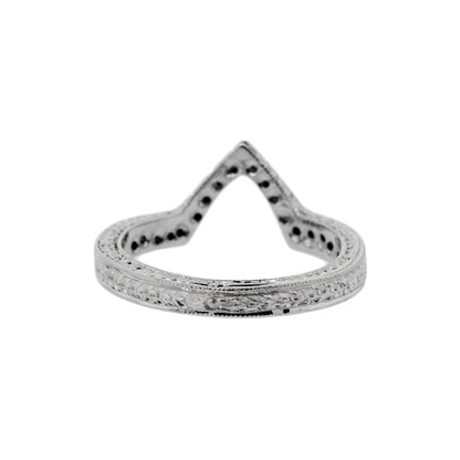 18K White Gold V Diamond Wedding Band Ring