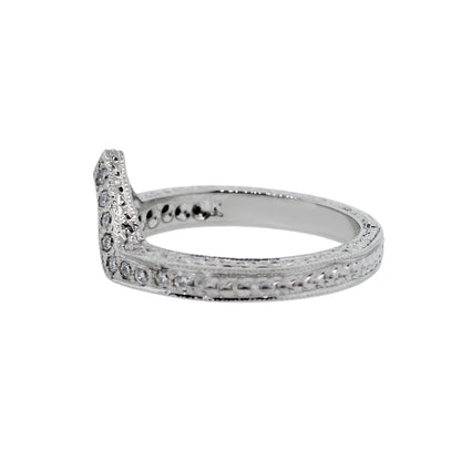 18K White Gold V Diamond Wedding Band Ring