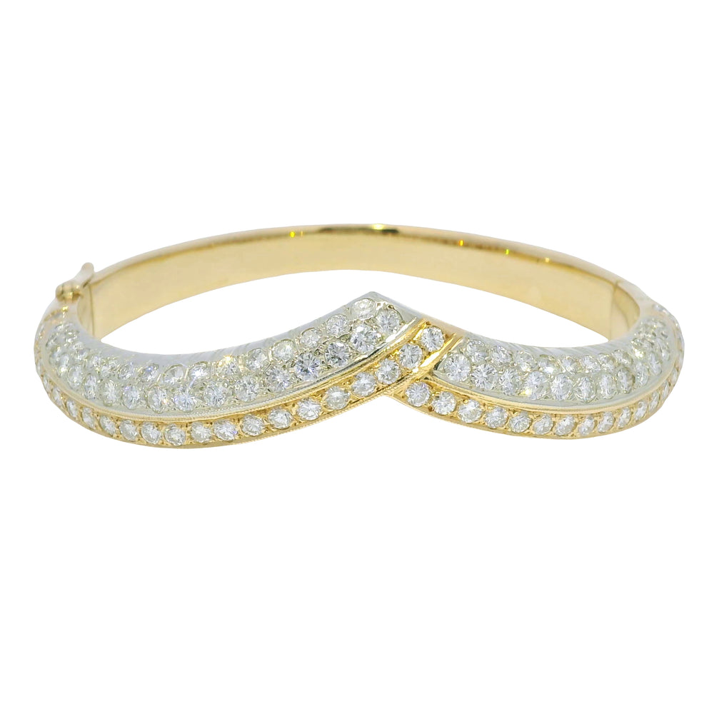 18k Yellow Gold Natural 2 Carat Diamond "V" Bangle — product photo 1