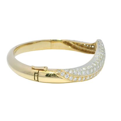 18k Yellow Gold Natural 2 Carat Diamond "V" Bangle