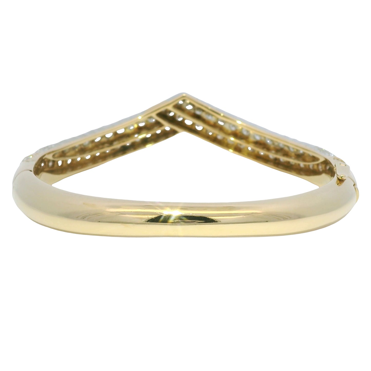 18k Yellow Gold Natural 2 Carat Diamond "V" Bangle
