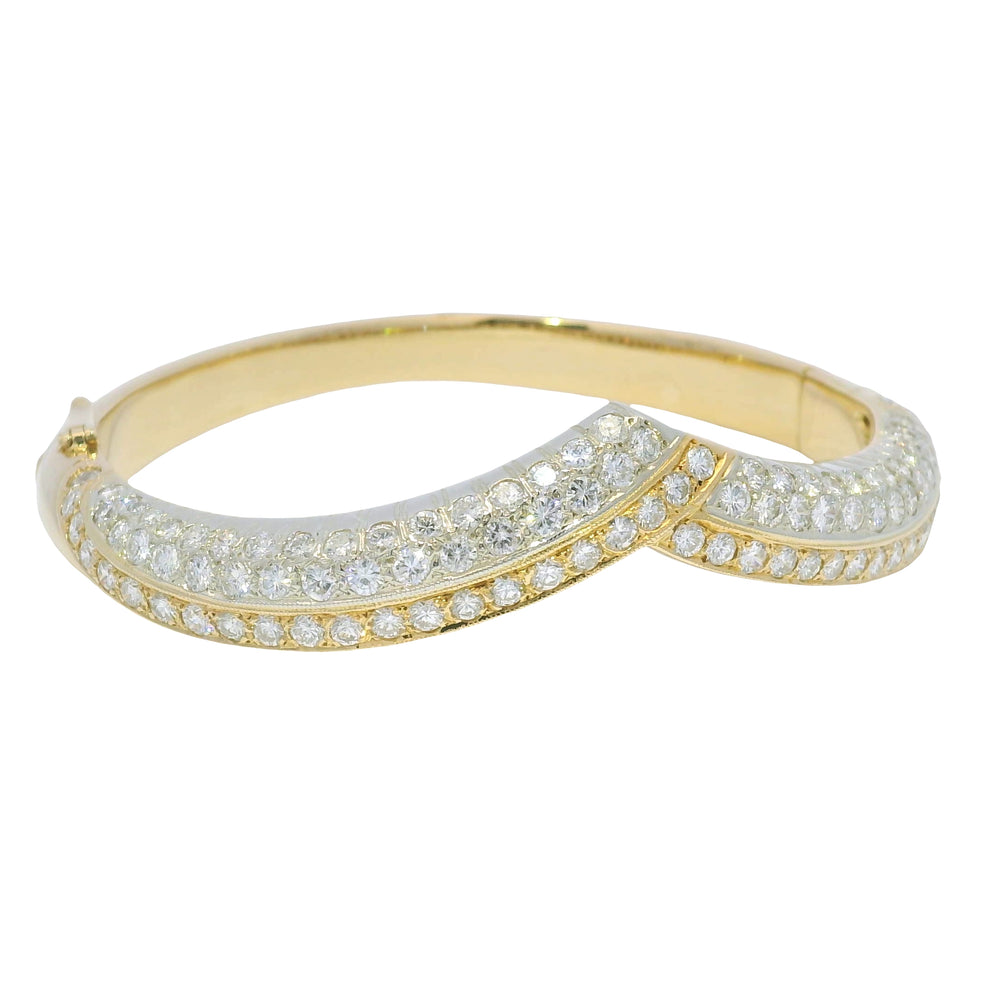 18k Yellow Gold Natural 2 Carat Diamond "V" Bangle — product photo 2