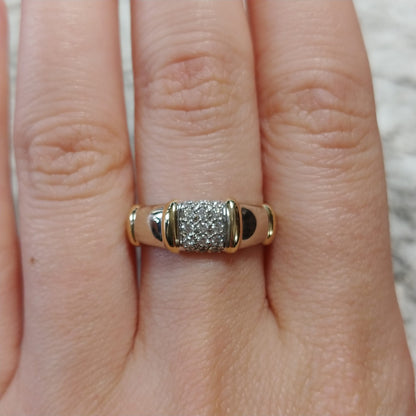 14k Two Tone 0.30ctw Diamond Pave Bamboo Style Ring