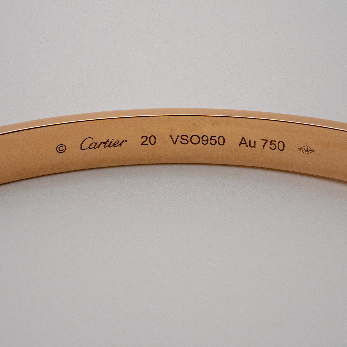 Cartier LOVE 18K Rose Gold Classic Model Size 20 Bangle Bracelet — product photo 11