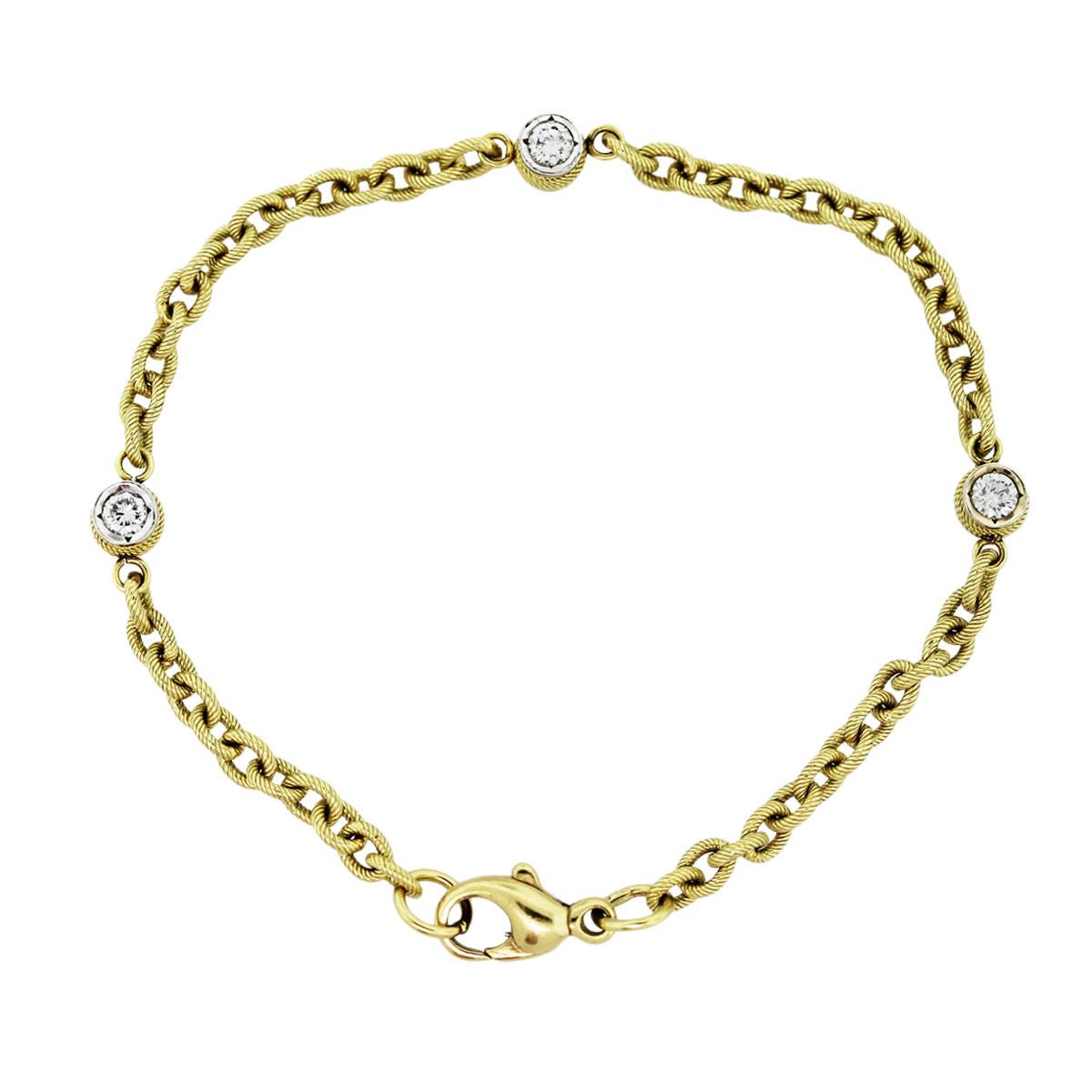 18k Yellow Gold and Diamond Station Bracelet