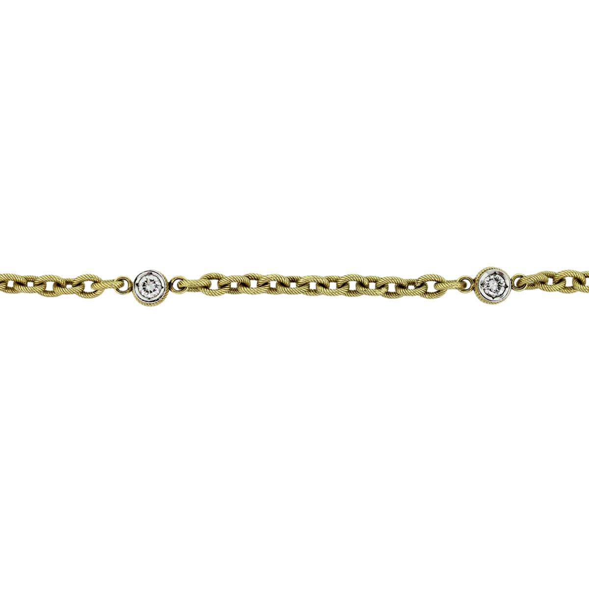 18k Yellow Gold and Diamond Station Bracelet