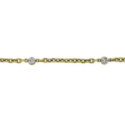 18k Yellow Gold and Diamond Station Bracelet