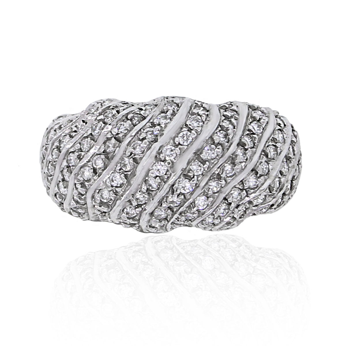 14k White Gold 0.82ctw Diamond Dome Ring