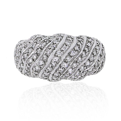 14k White Gold 0.82ctw Diamond Dome Ring