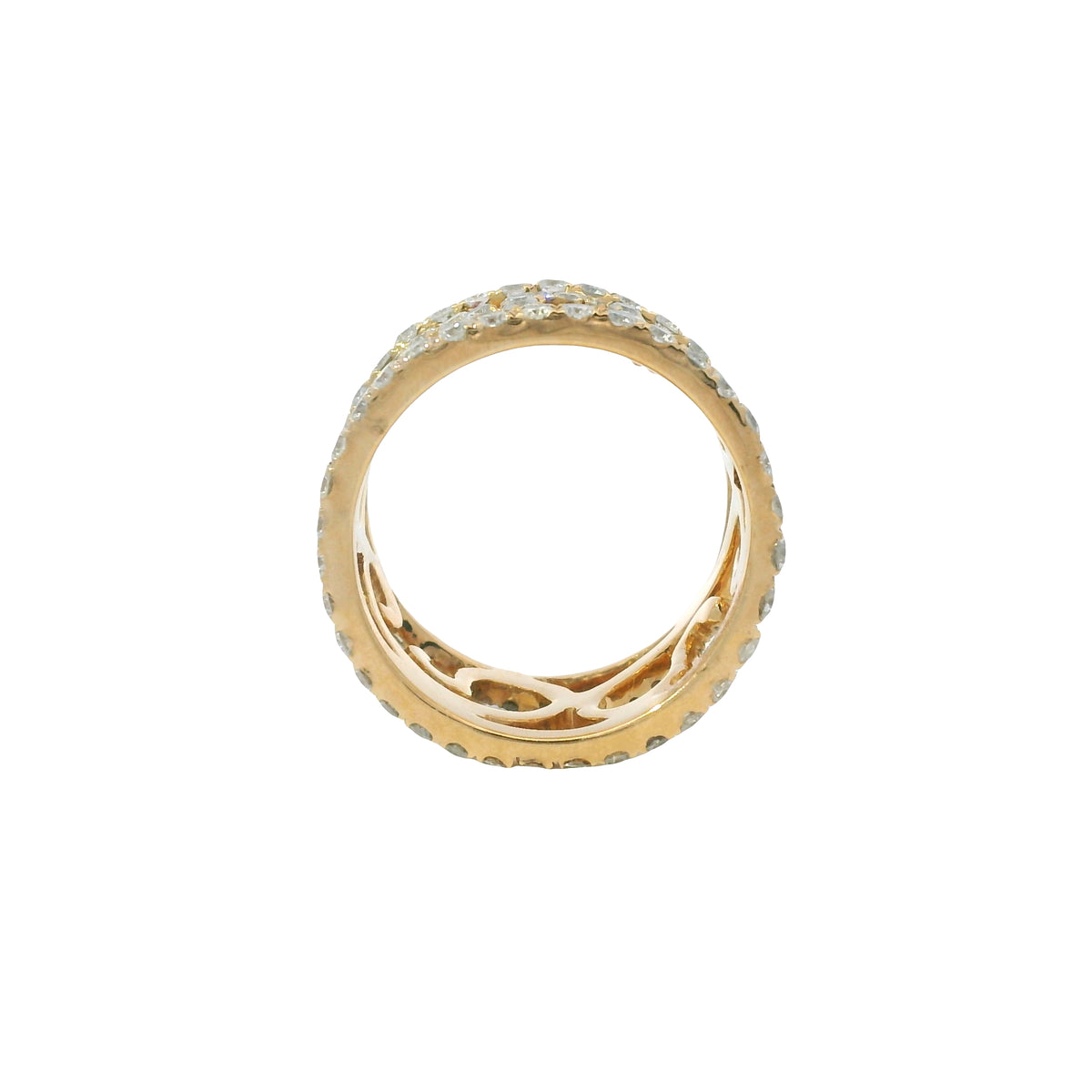 18K Rose Gold Natural 3.79 Carat Diamond Swirling Vines Ring