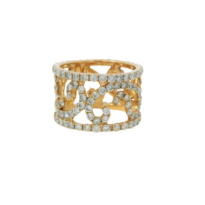 18K Rose Gold Natural 3.79 Carat Diamond Swirling Vines Ring