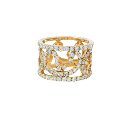 18K Rose Gold Natural 3.79 Carat Diamond Swirling Vines Ring
