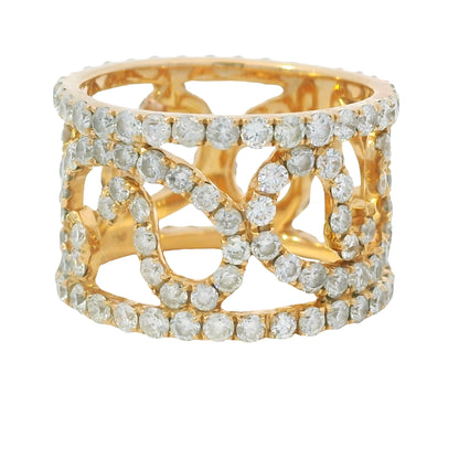 18K Rose Gold Natural 3.79 Carat Diamond Swirling Vines Ring