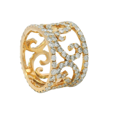 18K Rose Gold Natural 3.79 Carat Diamond Swirling Vines Ring