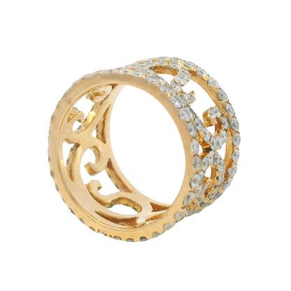 18K Rose Gold Natural 3.79 Carat Diamond Swirling Vines Ring
