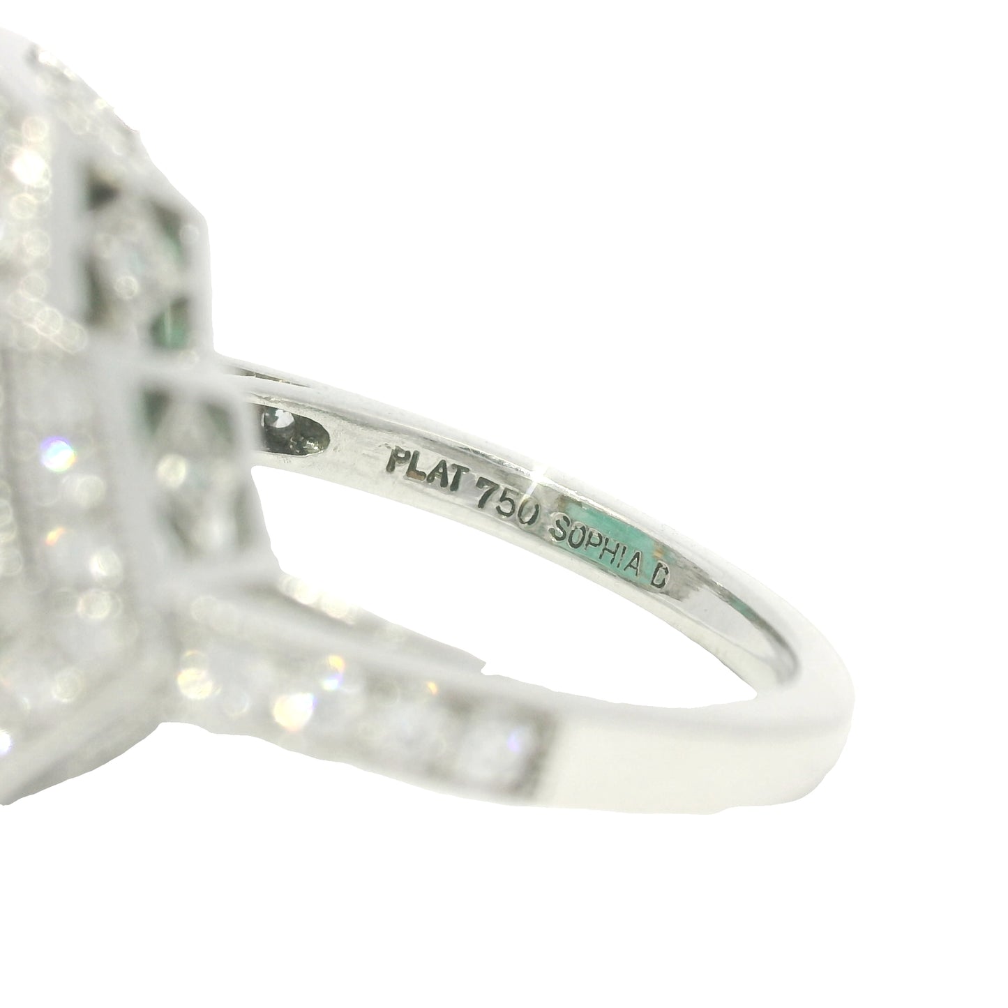 Platinum Natural 7.19 Carat Emerald & Diamond Art Deco Ring