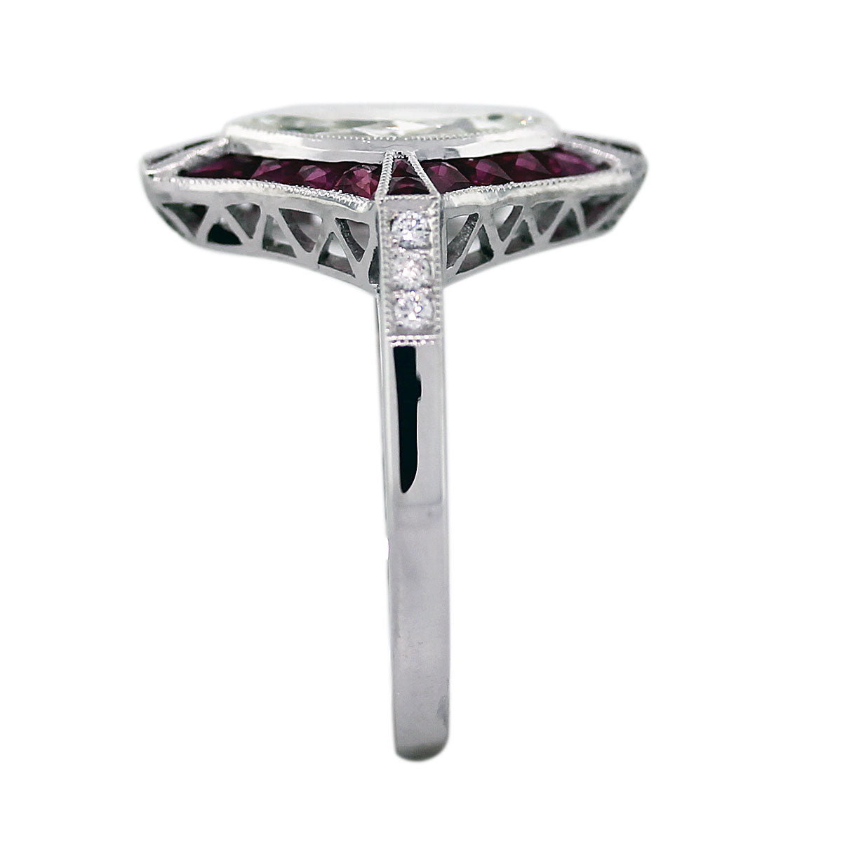 1 Carat Marquise Cut Diamond Platinum Ruby Engagement Ring