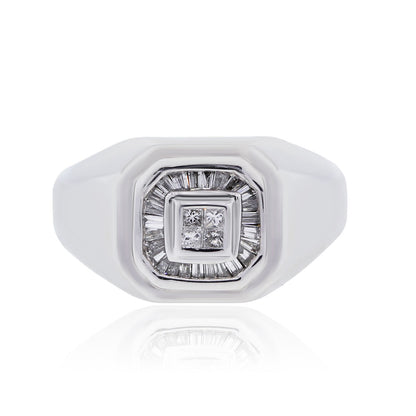 14k White Gold 0.45ctw Diamond Gents Ring