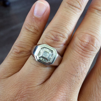 14k White Gold 0.45ctw Diamond Gents Ring