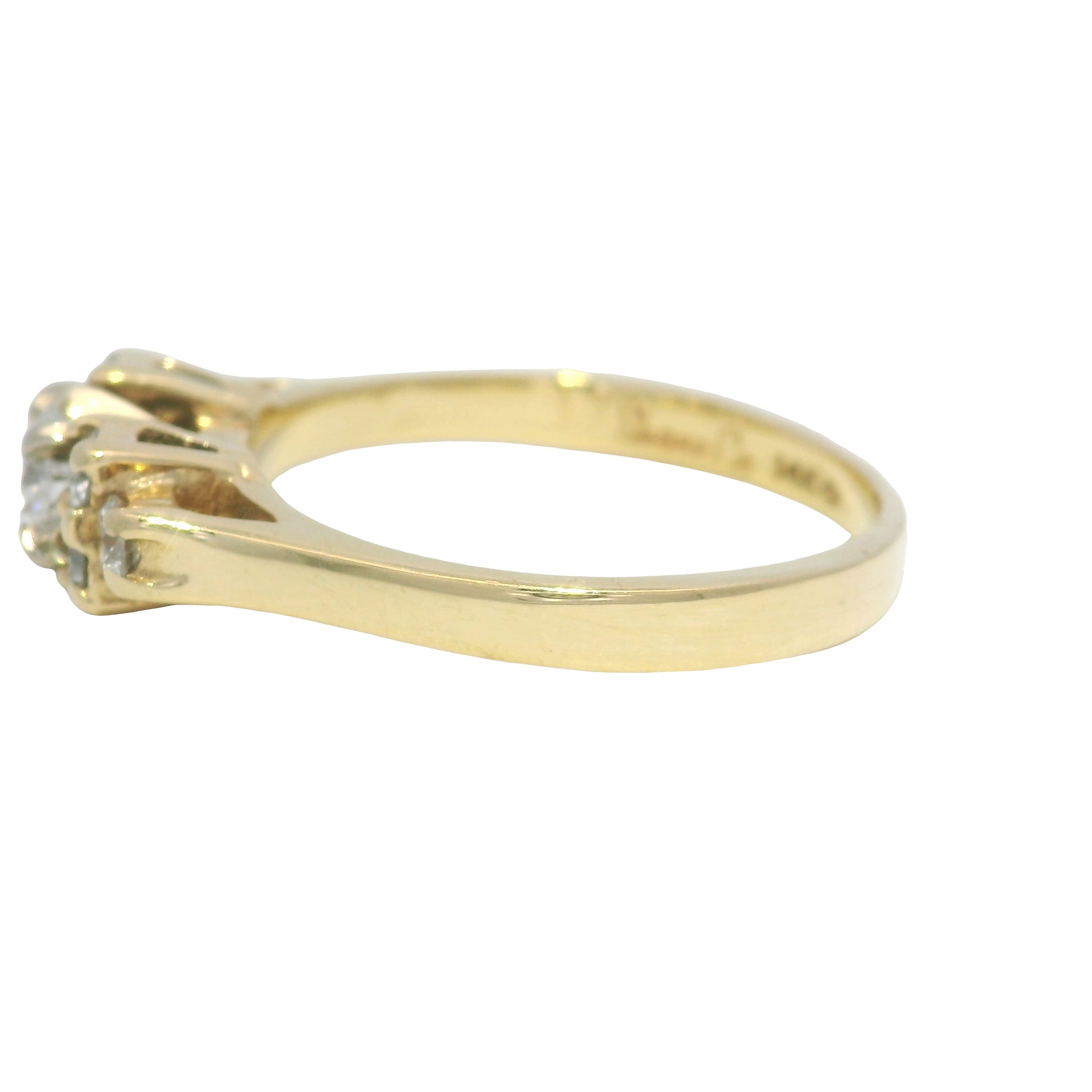 14K Yellow Gold Natural Round Brilliant Diamond 7 Stone Ring