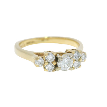 14K Yellow Gold Natural Round Brilliant Diamond 7 Stone Ring