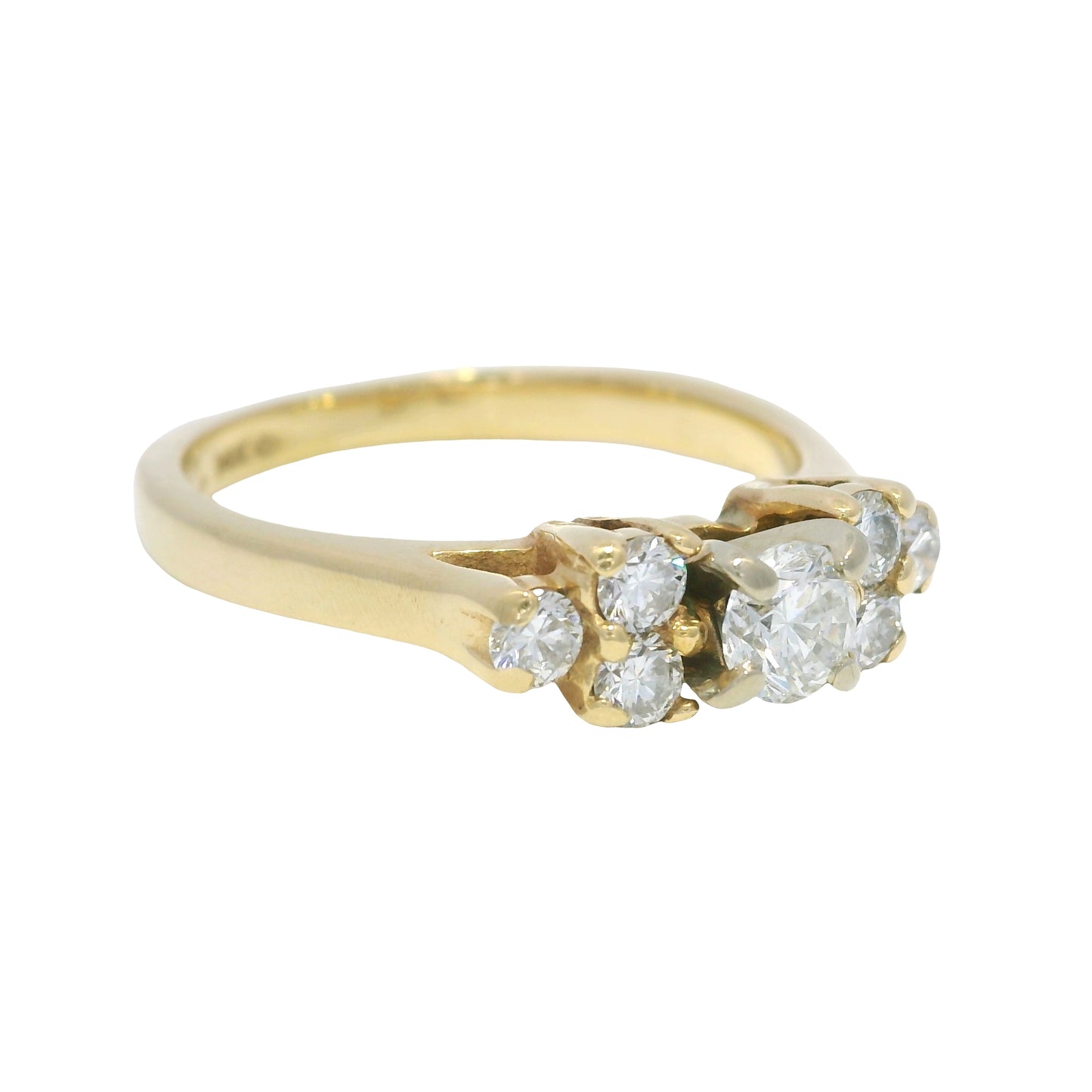 14K Yellow Gold Natural Round Brilliant Diamond 7 Stone Ring