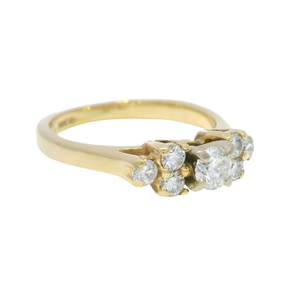 14K Yellow Gold Natural Round Brilliant Diamond 7 Stone Ring