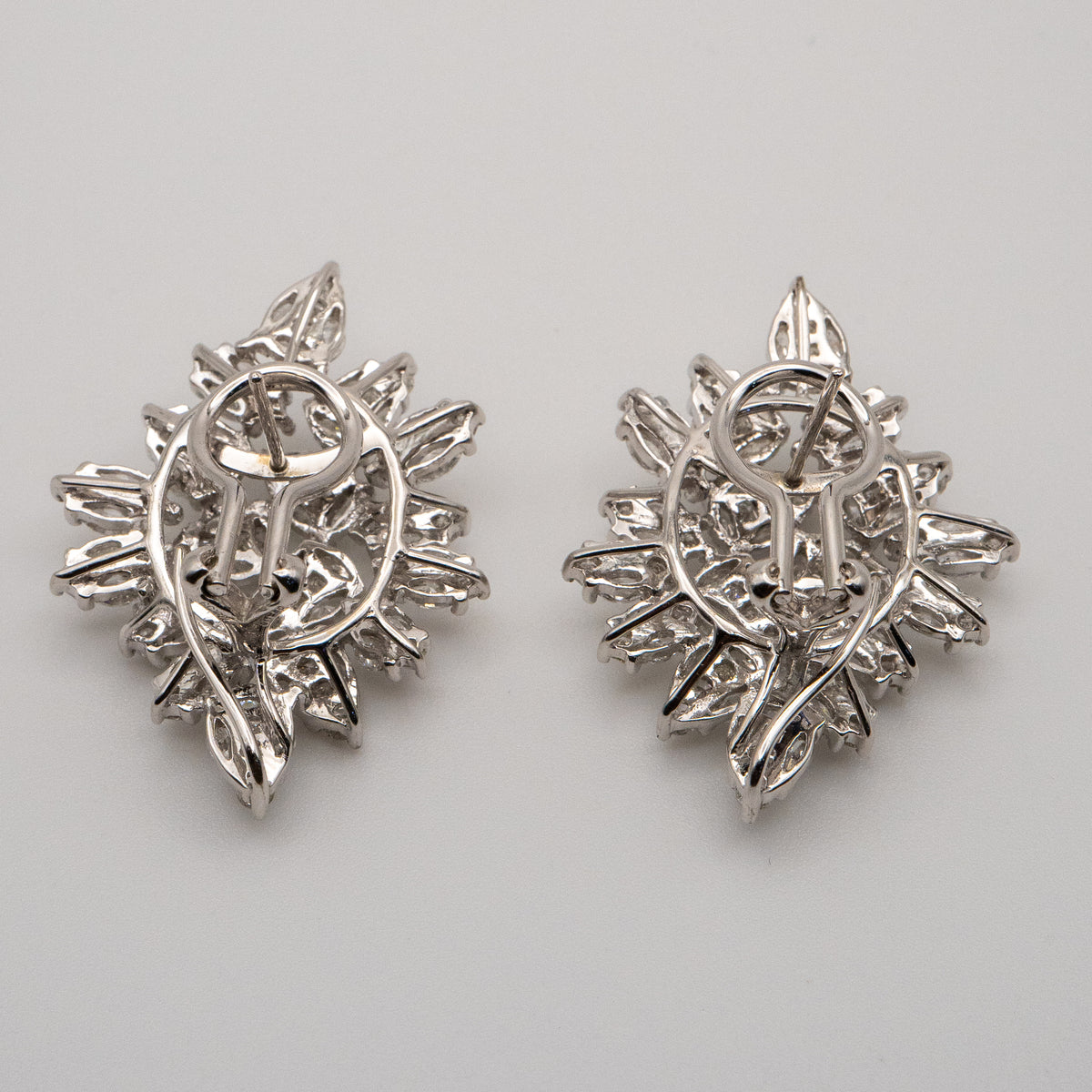 18K White Gold Natural 5.72 Carat Diamond Mosaic Set Statement Earrings