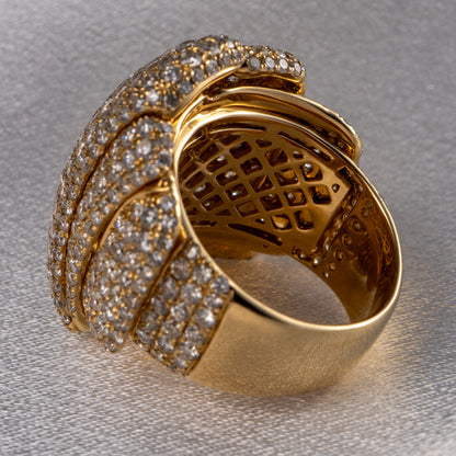 14k Yellow Gold Natural 8.5 Carat Diamond Pave Freeform Wide Ring — product photo 3