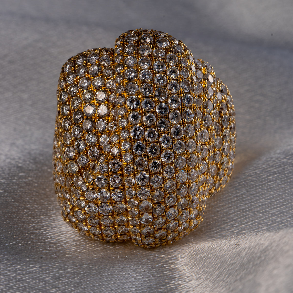 14k Yellow Gold Natural 8.5 Carat Diamond Pave Freeform Wide Ring — product photo 8
