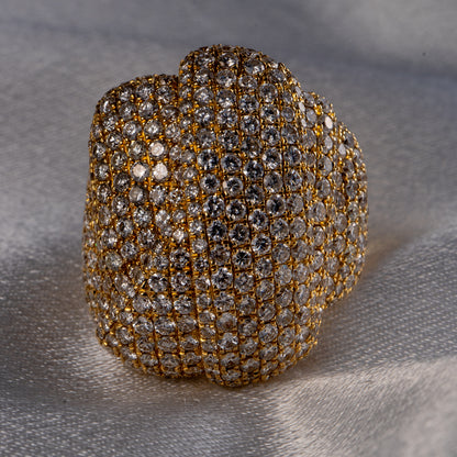 14k Yellow Gold Natural 8.5 Carat Diamond Pave Freeform Wide Ring — product photo 8