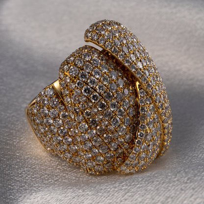 14k Yellow Gold Natural 8.5 Carat Diamond Pave Freeform Wide Ring — product photo 4
