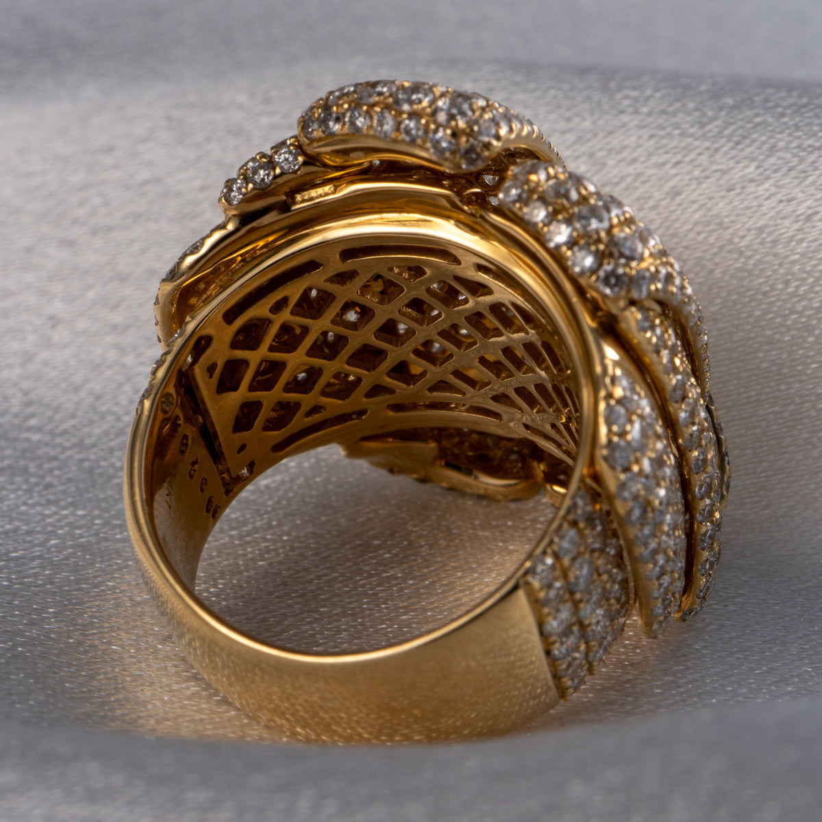 14k Yellow Gold Natural 8.5 Carat Diamond Pave Freeform Wide Ring — product photo 5