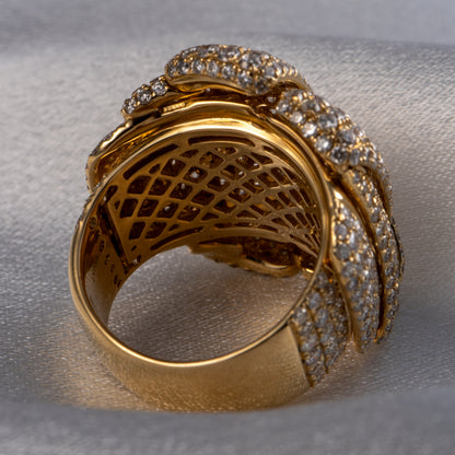 14k Yellow Gold Natural 8.5 Carat Diamond Pave Freeform Wide Ring — product photo 5