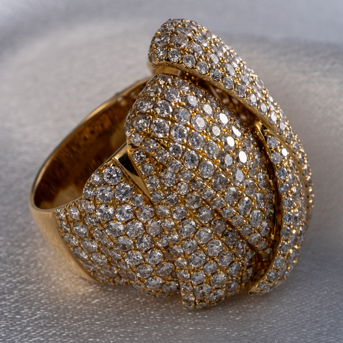 14k Yellow Gold Natural 8.5 Carat Diamond Pave Freeform Wide Ring — product photo 6