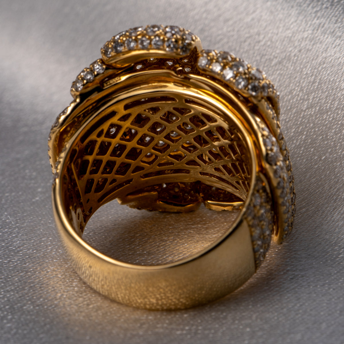 14k Yellow Gold Natural 8.5 Carat Diamond Pave Freeform Wide Ring — product photo 7
