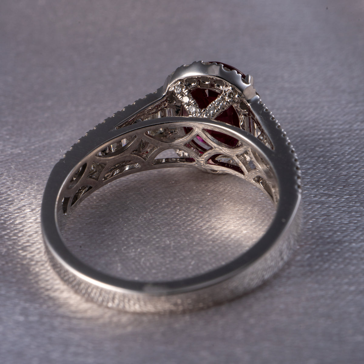 GIA 18K White Gold 2.45 Carat Mozambique Ruby & Natural Diamond Ring