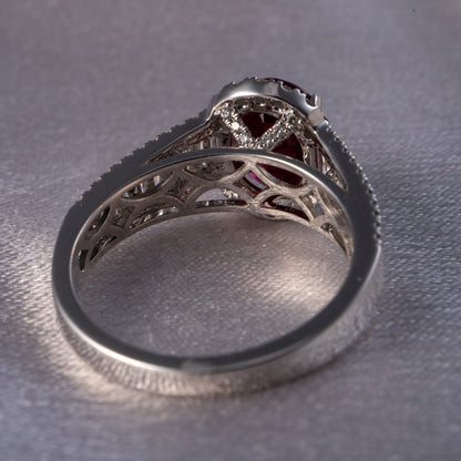 GIA 18K White Gold 2.45 Carat Mozambique Ruby & Natural Diamond Ring