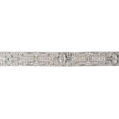 Platinum Natural 20.0 Carat Diamond Art-Deco Style Bracelet