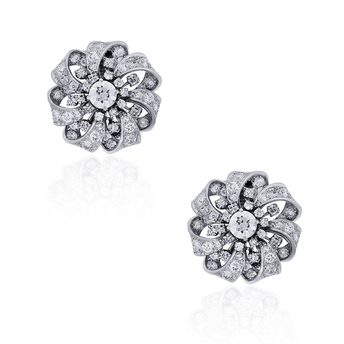 Platinum 6.7ctw GIA Old European Diamond Vintage Earrings
