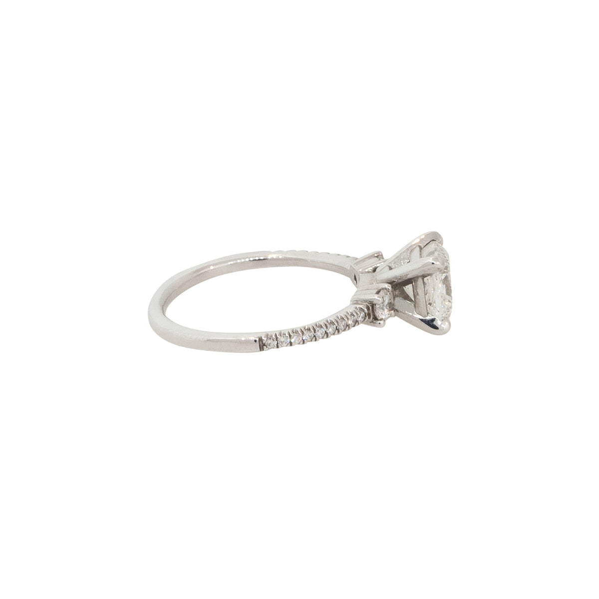 GIA Certified 14k White Gold 1.45ctw 3 Stone Cushion Diamond Engagement Ring